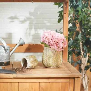 Ancient Leaf Cement Flower Pot Set Of 2 - Picture 1 of 3