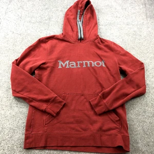 Marmot Hoodie Men Medium Red Embroidered Fleece Hiking Outdoors Sweatshirt - Picture 1 of 8