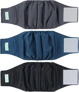 Wegreeco 3PK Male Dog Washable Belly Band Diapers, Black/Navy/Charcoal, Large - Picture 1 of 8