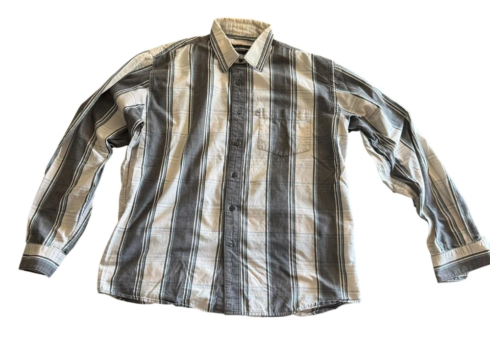 Tom Tailor Sportswear Striped Button Down Shirt Men's Black and White Casual - Image 1 of 4