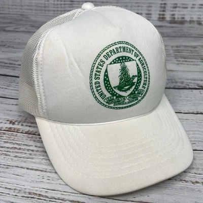 Gorra vintage de espuma USDA con cierre a presión del Departamento de Agricultura de Estados Unidos blanca verde Foto 1 de 4