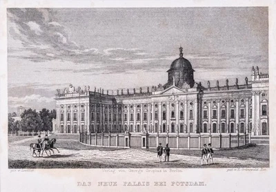 Potsdam Neues Palais Original Stahlstich von Grünewald aus Spiker 1833 - Bild 1 von 4