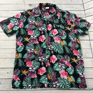 Marvel Venom Short Sleeve Hawaiian Floral Button Front Shirt Men's Medium Black - Picture 1 of 5