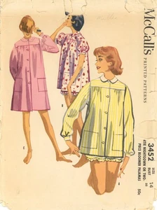 McCall's 3452 Shortie Nightgown or Two-Piece Bloomer Pajamas Sz 14 CUT COMPLETE - Picture 1 of 6