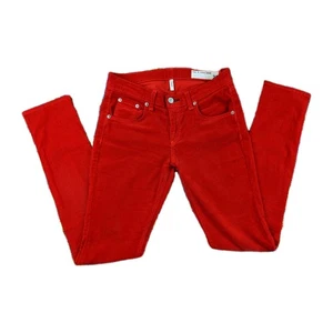 Pantalones de mezclilla ajustados de pana Rag & Bone elásticos tiro medio rojos para mujer 25 usados en excelente estado  - Imagen 1 de 12