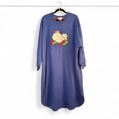 Vestido Sudadera Gato Vintage Años 90 Para Mujer Talla Grande 3X Azul Gatito Camisón Siesta Foto 1 de 4