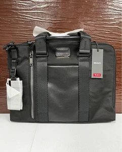 Tumi Alpha Bravo Aviano Slim Brief Nylon & Leather Bag Black - Picture 1 of 4