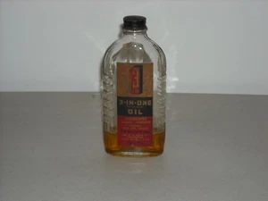 Vintage 3 in One Oil Glass Bottle 6 oz. Bottle Size SOME ORIGINAL CONTENT - Picture 1 of 12