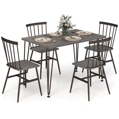 5PCS Dining Table Set for 4 Rectangular Kitchen Table & 4 Chairs w/ Metal Frame - Image 1 of 4
