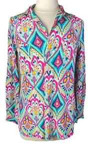 Top tunica Lilly Pulitzer (S) 100% seta Popover Resort multicolore - Foto 1 di 12