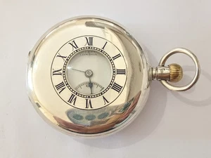 1928 HI-QUALITY SILVER J.W.BENSON 1/2 HUNTER POCKET WATCH IN EXCELLENT CONDITION - Picture 1 of 10