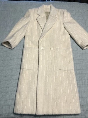 复古 ILGWU Union 制造白色人造毛皮长豪华外套 Mob Boss 妻子 Old Money XL? — 第 1/4 张图片