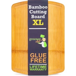Safest No Glue Extra Large Bamboo Cutting Board 18 Inch – Lifetime Replacemen... - Picture 1 of 9
