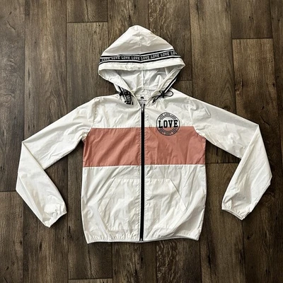 Reflex ветровка оболочка с капюшоном нейлона любовь куртка размер M розовый/белый - Изображение 1 из 4