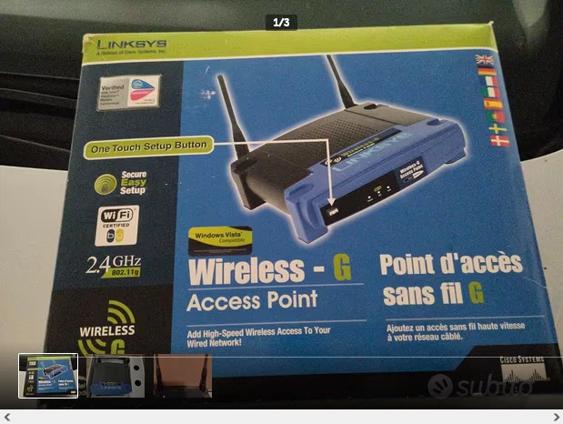 LYNKSYS Wireless - G Access Point WAP54G-EU linksys wap54g access point wireless - Immagine 1 di 1