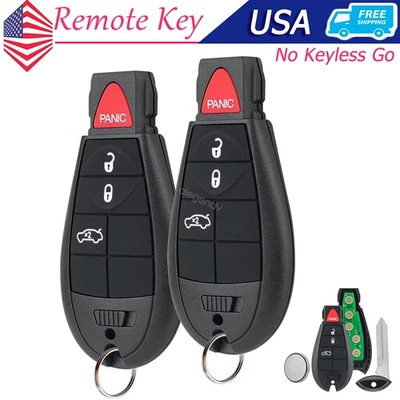 2 Remote Key Fob 4BTN For 2008 2009 2010 Chrysler 300 Dodge Challenger Charger - Image 1 of 4