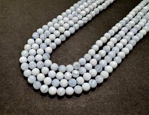 💎 Natural Blue Lace Agate Faceted Round Gemstone Beads RNF29B - Picture 1 of 2