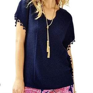 108 $ Lilly Pulitzer True Navy Keating Pullover Größe: M Preloved leicht getragen - Bild 1 von 15
