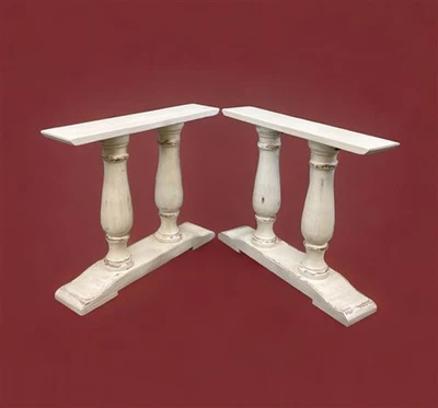 Par de patas estrechas para mesa de comedor, base de mesa de madera maciza, patas de caballete giradas Foto 1 de 4