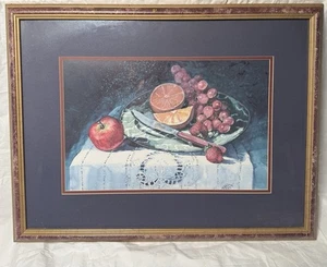 Joy Evans Framed Signed Numbered Print Still Life Fruit & Knife Painting 18 X 24 - Picture 1 of 11