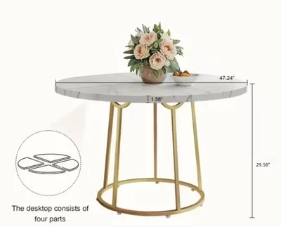 Mesa de comedor redonda moderna marrón oscuro, 4 personas, muebles de mesa para el hogar Foto 1 de 3