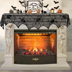 Halloween Dekoration schwarz Spitze Spinnennetz Kamin Schal Abdeckung 18 x 96 Zoll - Bild 1 von 17
