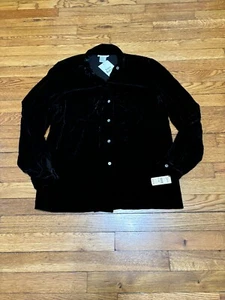 Vintage 90s Talbots Womens Velvet Button Down Shirt Blouse Size 8 Black NWT NOS! - Picture 1 of 8