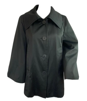 Chaqueta Abrigo TAHARI Swing Mujer Talla M 6-8 Negro Bolsillos Mate Satinado Forrado Foto 1 de 4