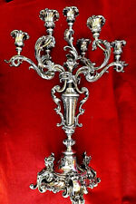 GRAND Louis XV / Baroque Style 'Alpaca Silver' 7 Lite Antique Candelabra