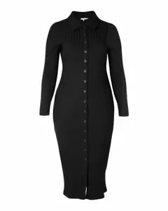 Good American Size 5 /2X Wide Ribbed full Button up Knit Midi Dress NEW - Picture 1 of 6