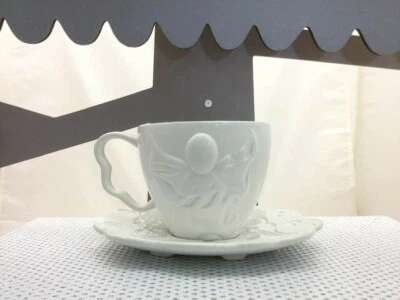 Amadéus tasse blanche céramique motif ange avec soucoupe fleurs - Photo 1/4