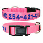 Durable Personalized Custom Embroidered Nylon Dog Collar Adjustable Name number 