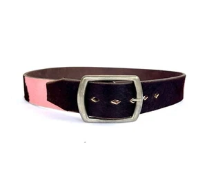Joed Pink Brown Hair On Leather Cow Print Belt.  Removable Buckle. 36 M/L Large - Picture 1 of 10
