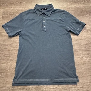 Travis Mathew Polo Shirt Mens Medium Blue Short Sleeve Pima Golf Golfer Cotton - Picture 1 of 9