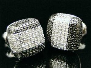 3Ct Lab Created Round Black Diamond Men's Stud Earrings Solid 14K White Gold