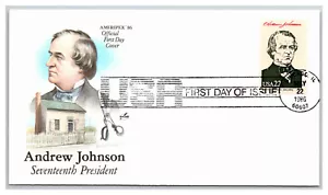 Andrew Johnson Presidente de Estados Unidos ARTCRAFT Cachet Primer Día Sin Dirección Sin Sellar PR42 - Imagen 1 de 1