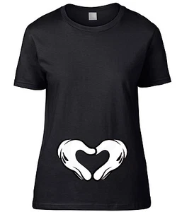 T-SHIRT DONNA PREMAMAN MANI A FORMA DI CUORE MAGLIETTA PERSONALIZZATA unisex - Picture 1 of 5
