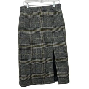 Falda lápiz AlexaChung gris a cuadros fieltro tweed $425 talla US 10 - Imagen 1 de 13