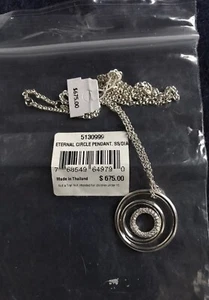 SWAROVSKI Sterling Silver ETERNAL CIRCLE Necklace 50 1pt Diamonds Small Circle - Picture 1 of 7
