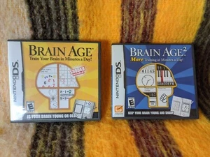 Brain Age And Brain Age 2 (LOT) Nintendo DS Train Your Brain - Picture 1 of 3