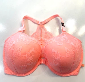 VS Victoria Secret Orange Butterfly Lace Lined Demi Bra NWT Size 38 DD - Picture 1 of 9