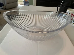 Vintage Mikasa Crystal Bowl Oval With Ribbed Design 11”Diameter 4.5” Height - Picture 1 of 4