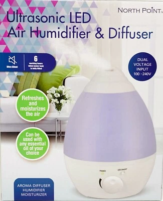 North Point Ultrasonic LED Air Humidifier And Diffuser 7 Colors 100-240V NEW - Image 1 of 4