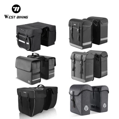 WEST BIKING Twin Pannier MTB Bike Bicycle Bike Cycle Double Bags for Rear Rack - Image 1 of 4