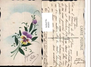 492051,Künstler AK Handgemalt Joyeuse Fete Stiefmütterchen Blume - Bild 1 von 1