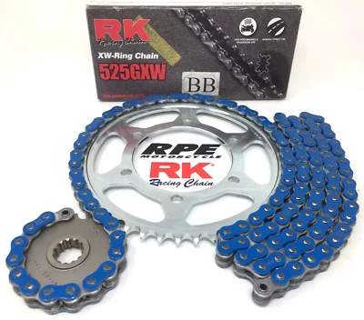 Blue 2015-2024 Yamaha R1-M RK GXW 525 16/45 EQA Ratio Chain and Sprockets Kit - Image 1 of 2