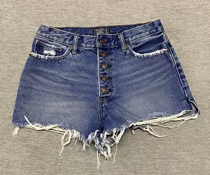 Abercrombie Fitch Shorts Blue Womens Size 27 / 4 Blue Distressed Annie High Rise - Picture 1 of 12