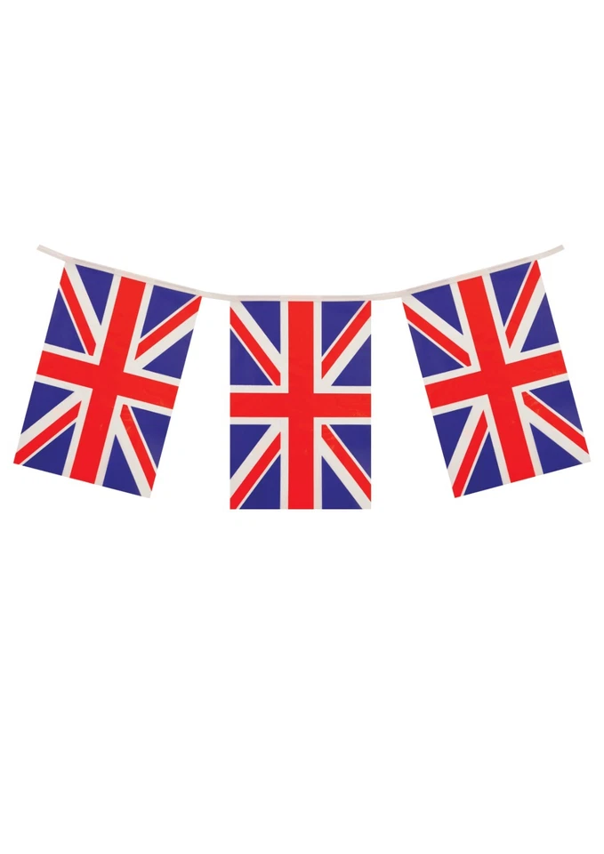 10m Union Jack Flag Bunting British Red White Blue Royal Celebration Military UK - Image 1 of 1