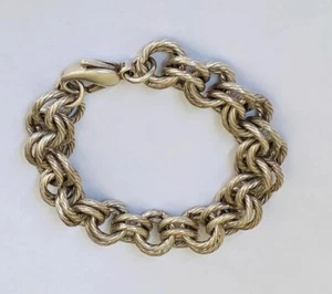 Vintage signiertes Sterlingsilber Double Rolo Kreis Gliederkette Armband 45 Gramm - Bild 1 von 14