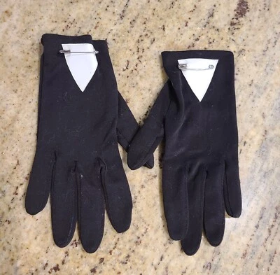 Prendedor de seguridad guantes GoGo Girl 8" charol blanco negro talla única vintage Foto 1 de 4